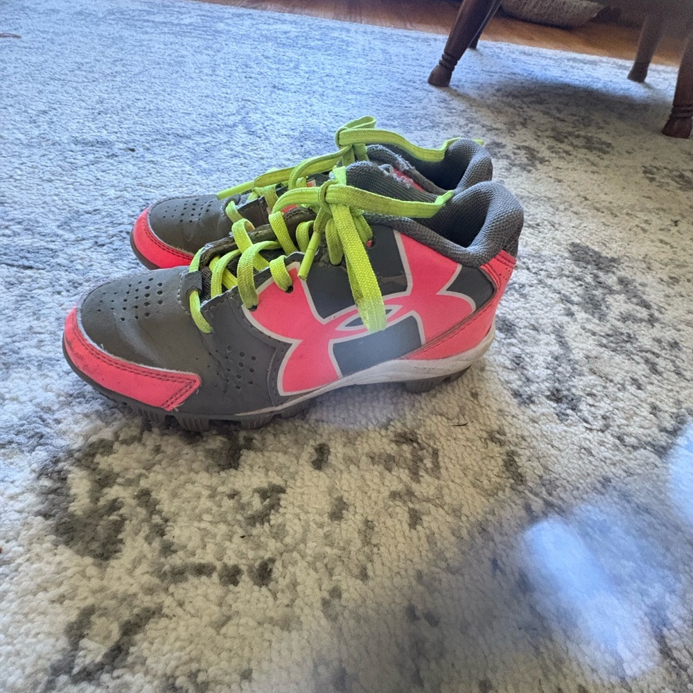 Under Armour Kids' Gray and Pink cleats